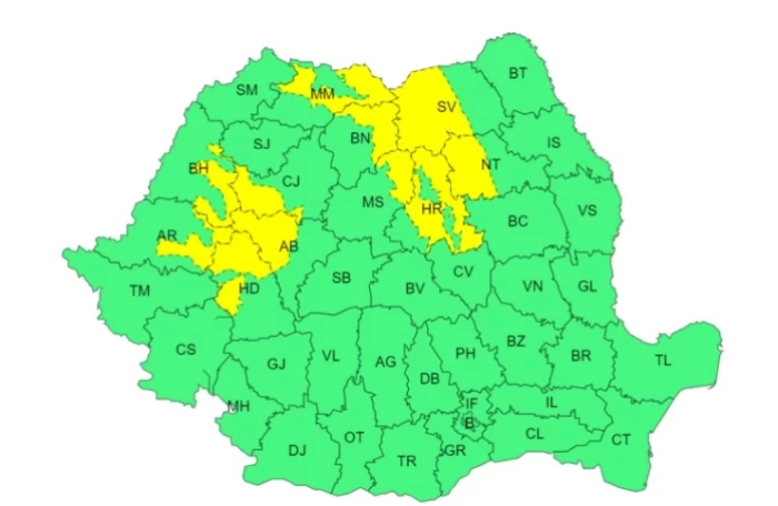 Cod galben în mai multe județe