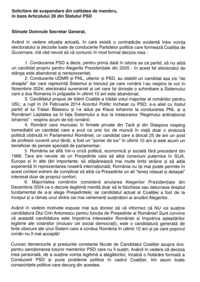 Scrisoare Ponta