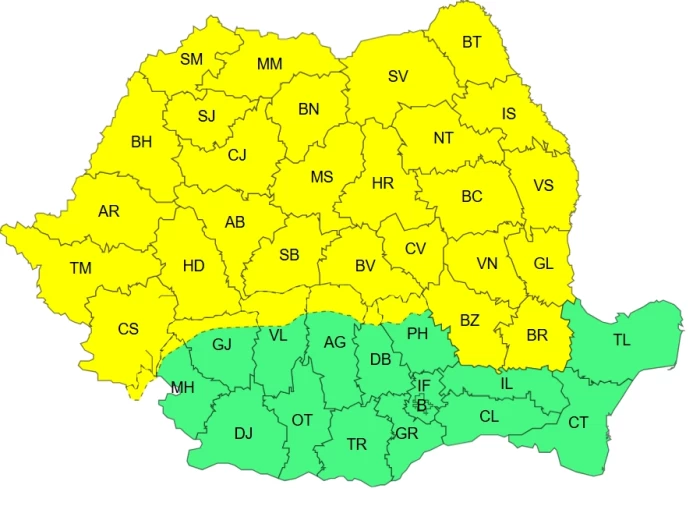 Alertă meteo ANM cod galben în România până luni, 7 aprilie! O treime din țară este afectată de ploi și răcire accentuată | HARTĂ