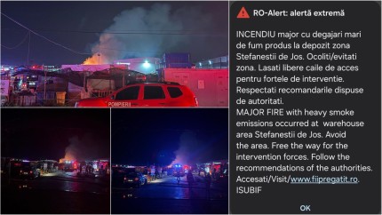 Incendiu puternic la un centru de reciclare din Ilfov azi-noapte Oamenii din zonă au primit mesaj RO-Alert FOTO și VIDEO