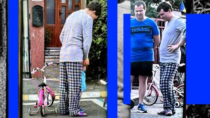 Imagini inedite. Președintele Nicușor Dan a ieșit pe stradă în pijama și papuci mov