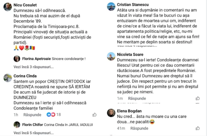 O parte dintre comentariile despre Ion IliescuFoto: Colaj MediaFlux