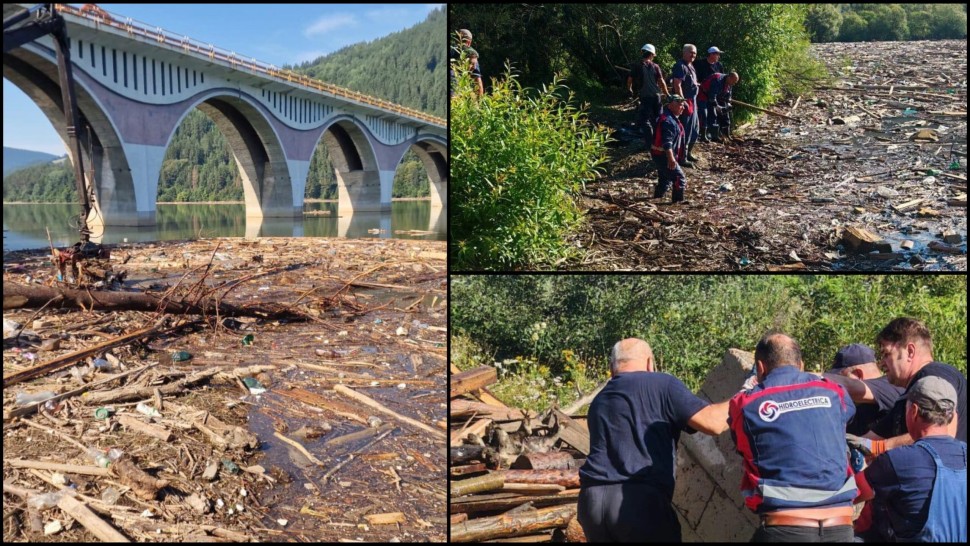 Hidroelectrica și Apele Române au început degajarea deșeurilor acumulate pe lacul Izvorul Muntelui-Bicaz. Prima reacție a ministrului Energiei