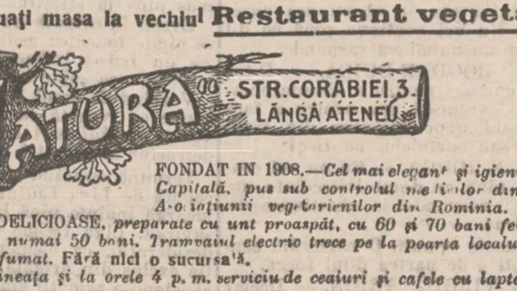 Ce se servea la primul restaurant vegetarian deschis în București în 1908