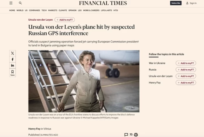 Avionul Ursulei von der Leyen, sabotat de Rusia! Aeronava a aterizat la Plovdiv cu hărți fizice după ce a survolat aeroportul timp de o oră! Bruiaj al semnalului GPS