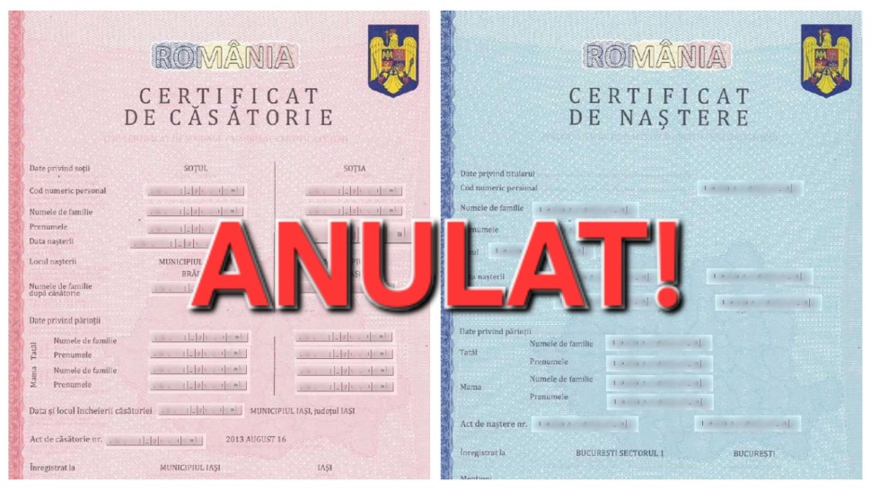 Situația în care se anulează un certificat de naștere sau de căsătorie. Anunțul MAI