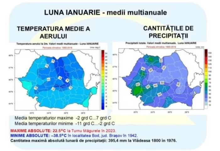 Prognoza meteo pentru luna ianuarie Foto: ANM