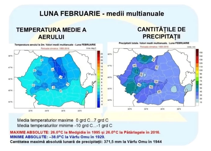 Prognoza meteo pentru luna februarie Foto: ANM