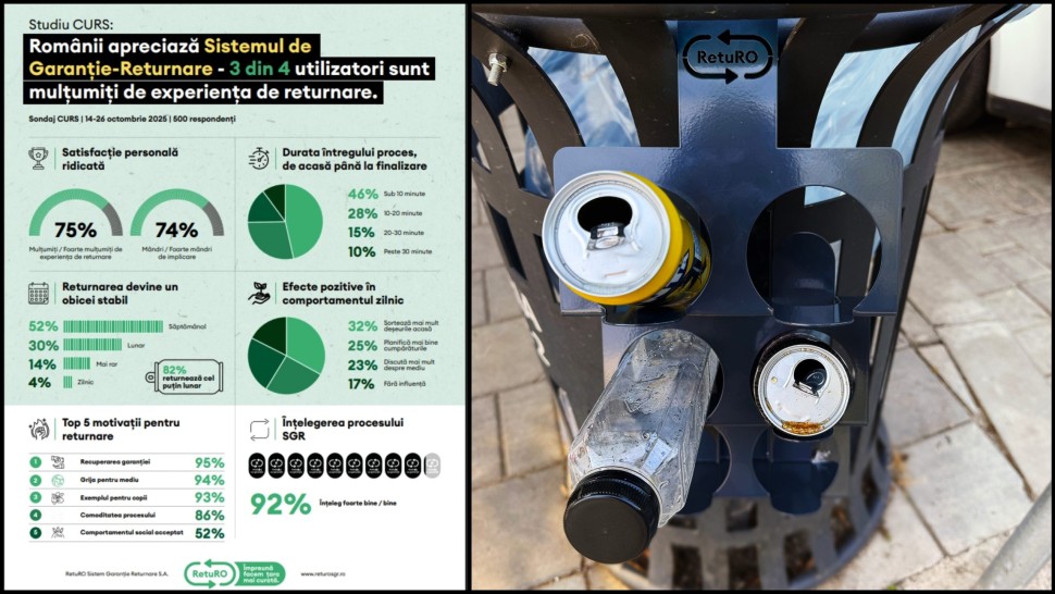 Studiu CURS privind SGR Românii apreciază Sistemul de Garanție-Returnare iar 3 din 4 utilizatori sunt mulțumiți de experiența de returnare