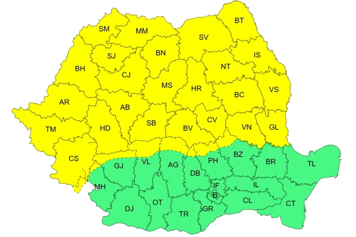 Cod galben ANM de iarnă în România