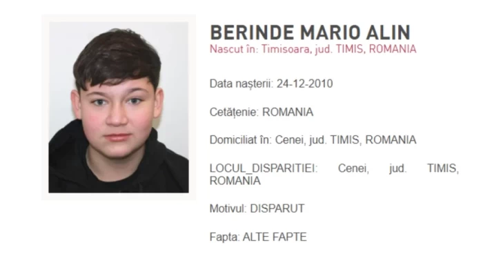 Mario, tânărul ucis de doi adolescenți și îngropat sursă foto: Poliția Română