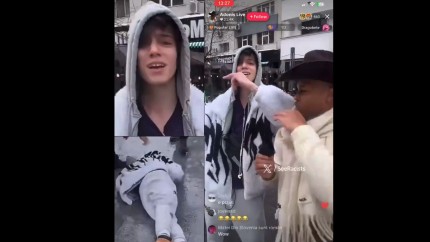 Scandal live pe internet în București Fratele tânărului mort de supradoză în garajul lui Maru bătut pe stradă de un vlogger american VIDEO