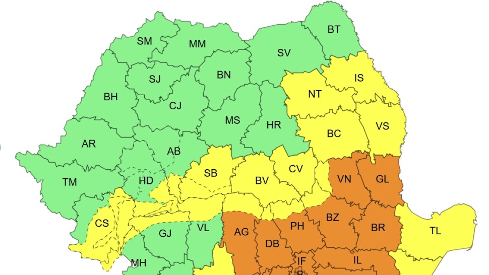 Cod portocaliu de iarnă în București și în mai multe zone din țară Ninsoare abundentă cu strat de 50 cm de zăpadă vânt și viscol | HARTĂ