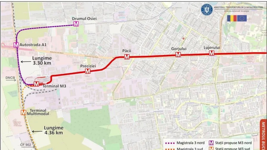 Metrorex vrea să extindă Magistrala 3 de metrou 8 stații noi către Chiajna conectând Militari Residence și Prelungirea Ghencea