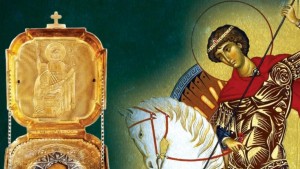 Capul Sfântului Gheorghe adus miercuri în România de la Muntele Athos. Unde vor fi depuse moaștele