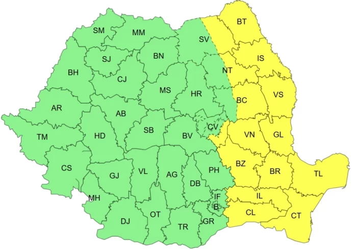 Ploi torențiale, instabilitate atmosferică accentuată și vânt puternic în mai multe regiuni