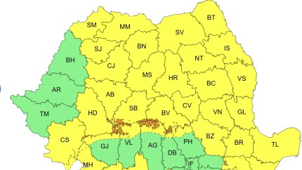 ANM anunță trei zile de vreme deosebit de rece vânt puternic ploi lapoviță și ninsoare Cod portocaliu și galben în aproape toată țara | HARTĂ