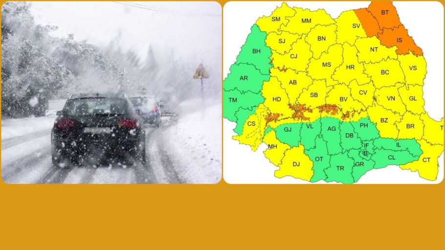 Cod galben și cod portocaliu în România Vreme rece cu depuneri de brumă precipitații mixte și ninsoare la munte până vineri | HARTĂ