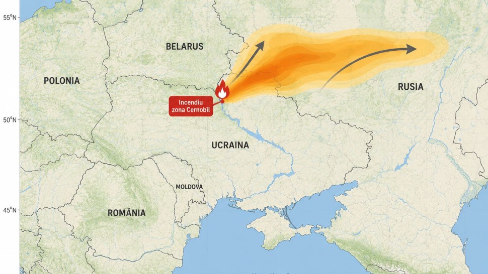 Îngrijorare în Europa după incendiul de la Cernobîl. Unde se deplasează fumul