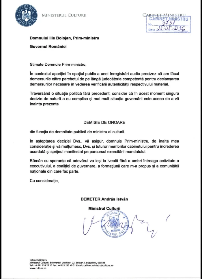 Demisie ministrul Culturii