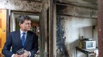 Nicușor Dan în apartamentul lovit de drona rusească. Câte kg de explozibili au căzut pe tavanul blocului din Galați FOTO