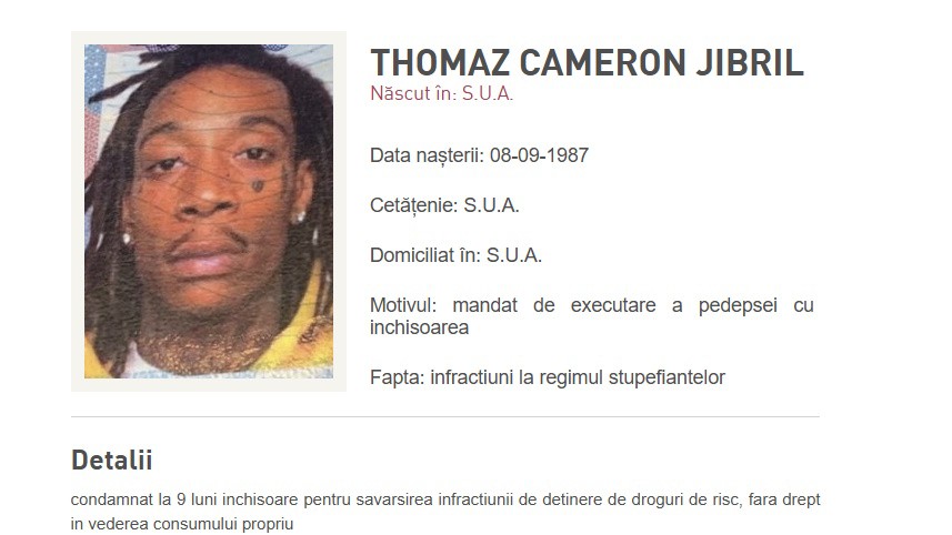 Rapperul Wiz Khalifa pe lista celor mai căutate persoane de Poliția Română Are de ispășit 9 luni de închisoare pentru condamnarea din România