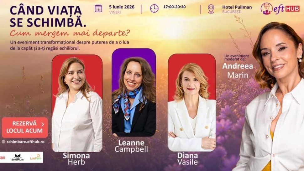 Eveniment Când viața se schimbă. Cum mergem mai departe. Conversație din perspectiva practicii terapeutice cu Andreea Marin facilitator