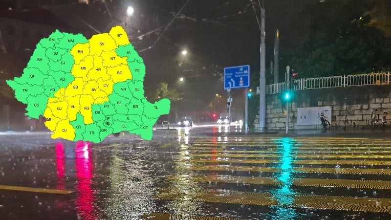 Cod galben de ploi cu averse și grindină în mai multe regiuni. Inundații în Slatina HARTA
