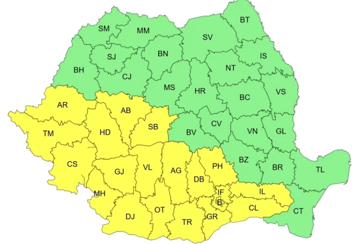 Cod galben în jumătate de țară HARTĂ
