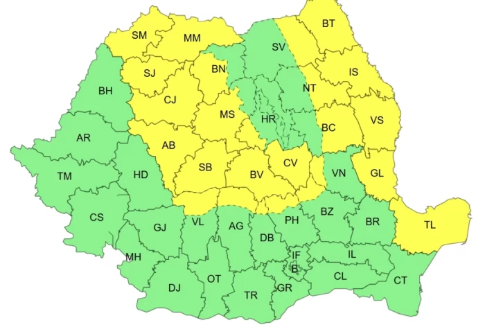Cod galben de vânt vineri, 29 mai