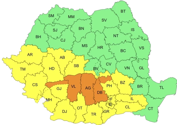 Alertă meteo ANM cod portocaliu și galben