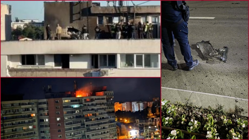 Momentul impactului dronei Geran 2 rusească din Galați surprins în imagini. Explozie uriașă la etajul 10 VIDEO