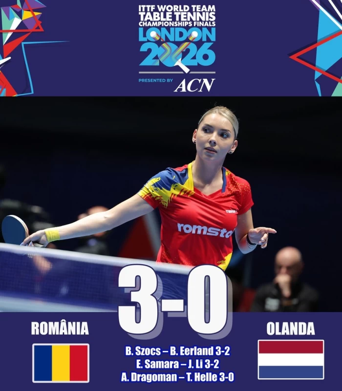 Echipa de tenis de masă a României, calificare în optimile de finală ale Campionatului Mondial 2026. Victorie importantă în fața Olandei