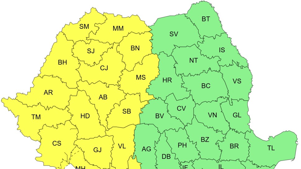 Informare meteo ANM până miercuri în toată România Cod galben de caniculă și instabilitate atmosferică în zeci de județe HARTĂ