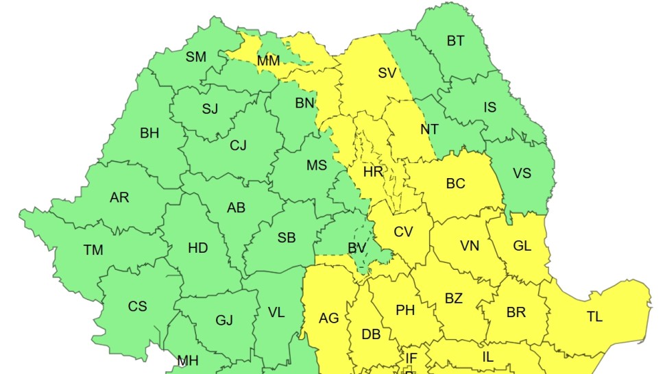 Alerta meteo ANM în jumătate de țară duminică Avertizarea prelungită și luni. Cod galben de vreme rea în zeci de județe HARTĂ