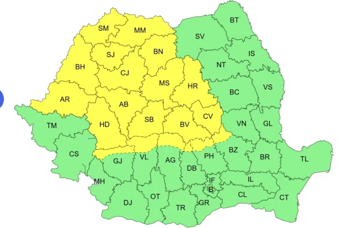 Cod galben de furtuni sursă foto: ANM