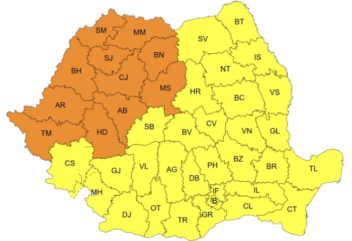 Cod portocaliu și Cod galben de caniculă joi în toată țara