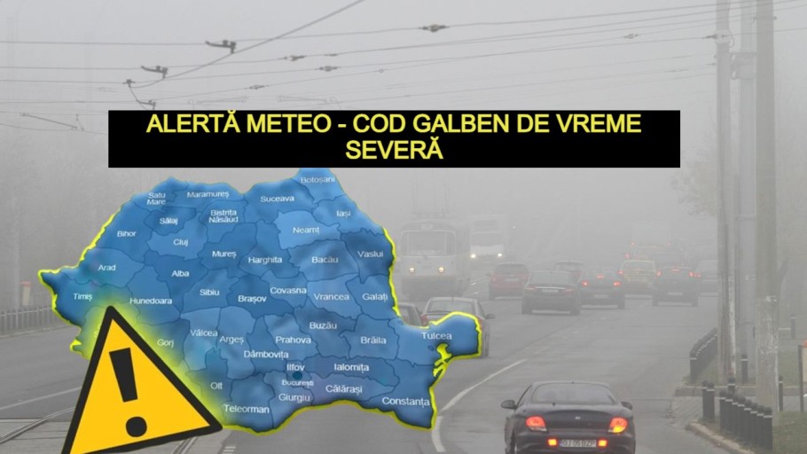 UPDATE Cod roșu și portocaliu de furtuni și vreme severă în zeci județe până joi seară. Harta zonelor afectate potrivit ANM