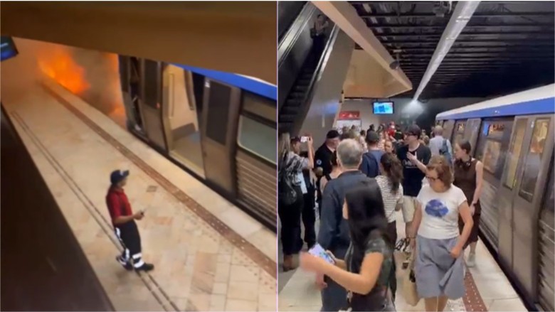 Un izolator a luat foc în stația de metrou Universitate. Incendiu după furtuna de azi-noapte Călătorii au fost evacuați VIDEO