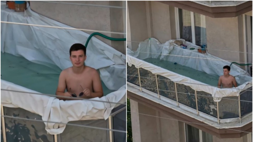 Un bărbat și-a transformat balconul în piscină. Imaginile care au revoltat internetul