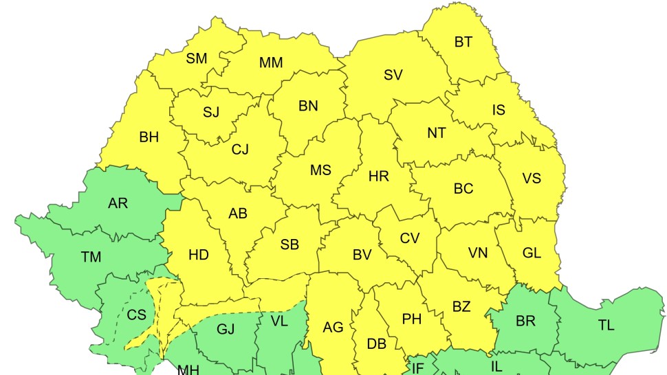 Val de coduri galbene ANM de caniculă și instabilitate atmosferică Vremea rea cuprinde duminică aproape toată țara HARTĂ