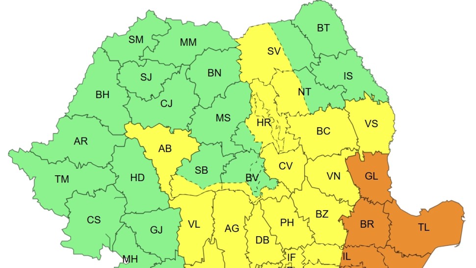 UPDATE Cod roșu de inundații și viituri rapide la noapte. Cod galben și portocaliu de vreme rea în România până joi noaptea Care sunt zonele vizate marți HARTĂ