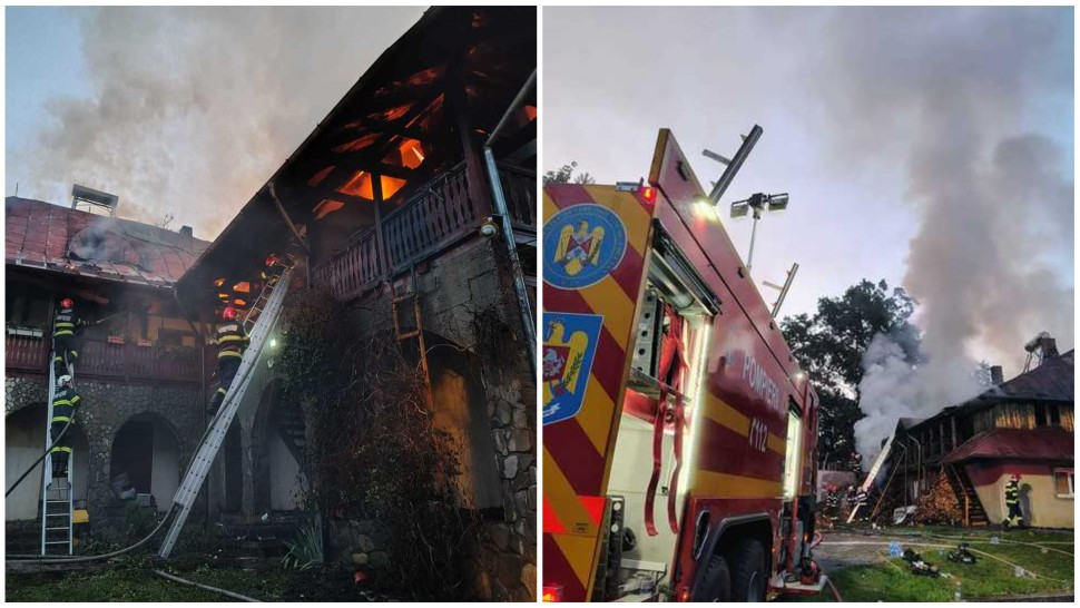 Incendiu puternic la Bisericani una dintre cele mai cunoscute mănăstiri din România. Focul s-a extins la o clădire cu o suprafaţă de 400 de metri pătraţi