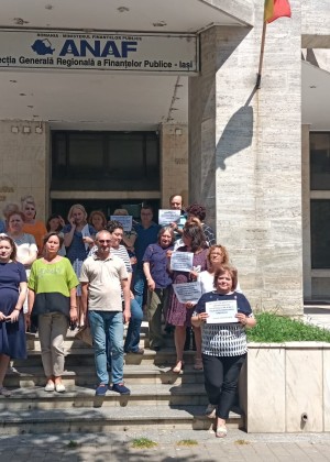 Sindicaliștii din finanțe publice ies miercuri după-amiază în stradă Proteste în fața sediului ANAF și al DGAF