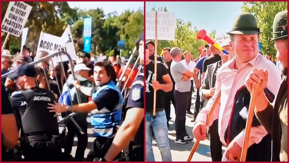 Scandal la protestul oierilor Îmbrânceli între jandarmi și protestatari în Piața Presei Libere. S-au folosit gaze lacrimogene VIDEO