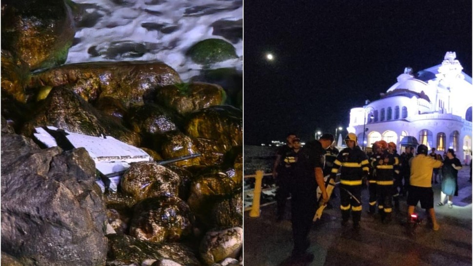 Fragment de dronă găsit stabilopozii de la Cazinoul din Constanța. Polițiștii l-au scos cu mâna dintre pietre