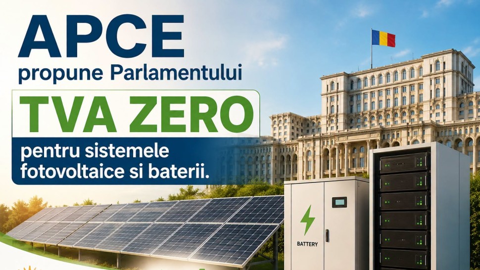APCE propune Parlamentului României TVA 0 pentru sisteme fotovoltaice și baterii Care este impactul economic