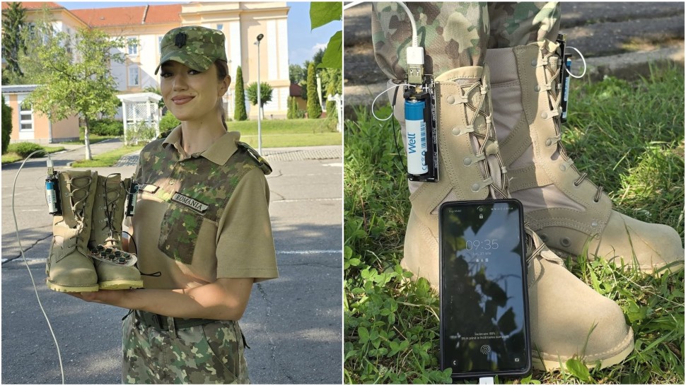 Bocancii care încarcă telefonul în timpul mersului. Invenția unei eleve de la Școala Militară din Sibiu