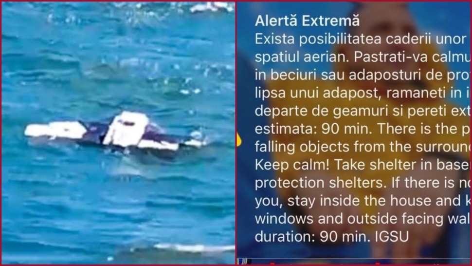 Posibil fragment de dronă aeriană găsit la 25 de metri de digul de sud al Portului Midia din Marea Neagră. Mesaj Ro-Alert pentru zona de nord-vest a judeţului Tulcea