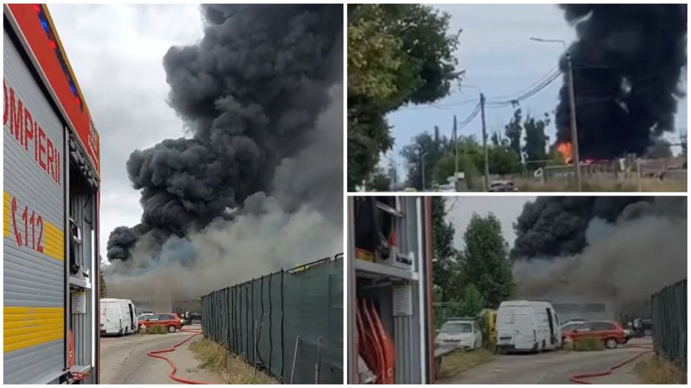 Update Focul a fost localizat. Incendiu în apropierea Rafinăriei Lukoil din Ploieşti. Focul a cuprins o hală întreagă